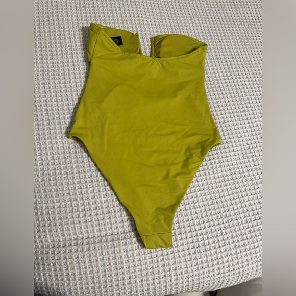 Zara Stylish Olive Green One-Piece Swimsuit Size L - Picture 7 of 13